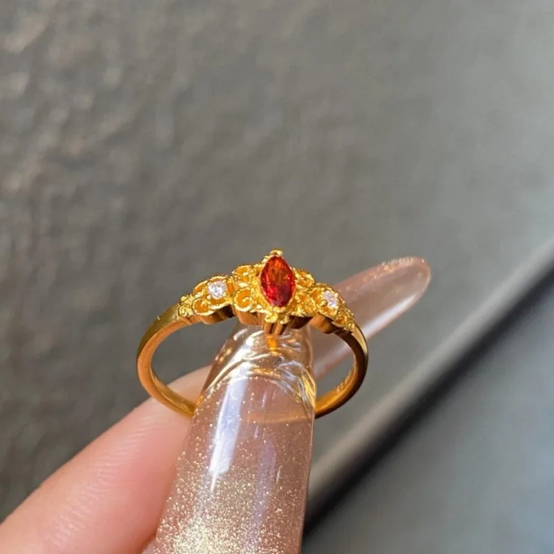 خاتم الكنز الأحمر عين الحصان، مجوهرات الزركون الصغيرة الرائعة، متعددة الاستخدامات، خفيفة فاخرة، مجوهرات عالية الإحساس، مزاج للتنقل اليومي #3