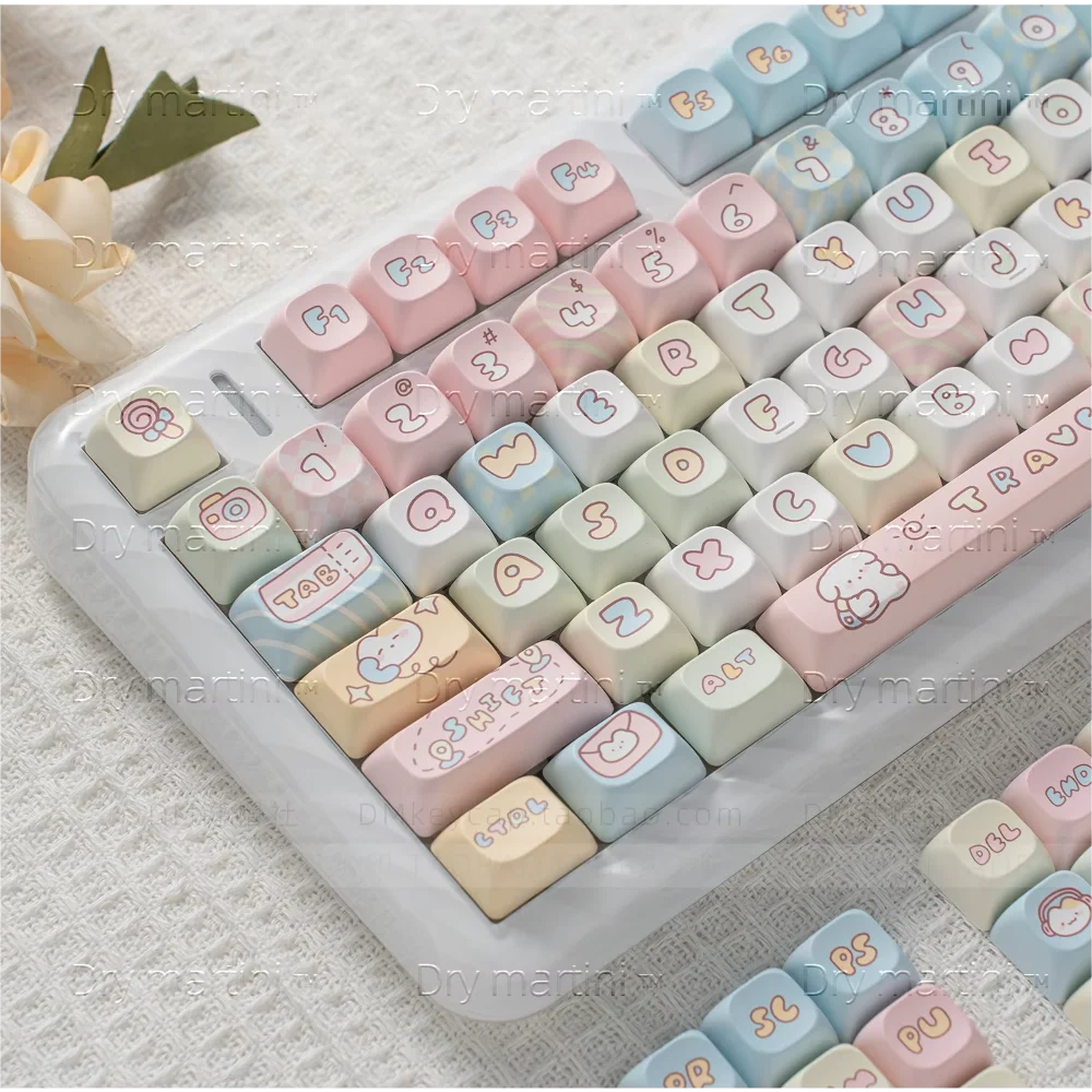 Travel Theme MOC Keycaps PBT 148 Keys Large Full Set Cute Girls for Cherry Gateron MX Switches Mechanical Keyboards