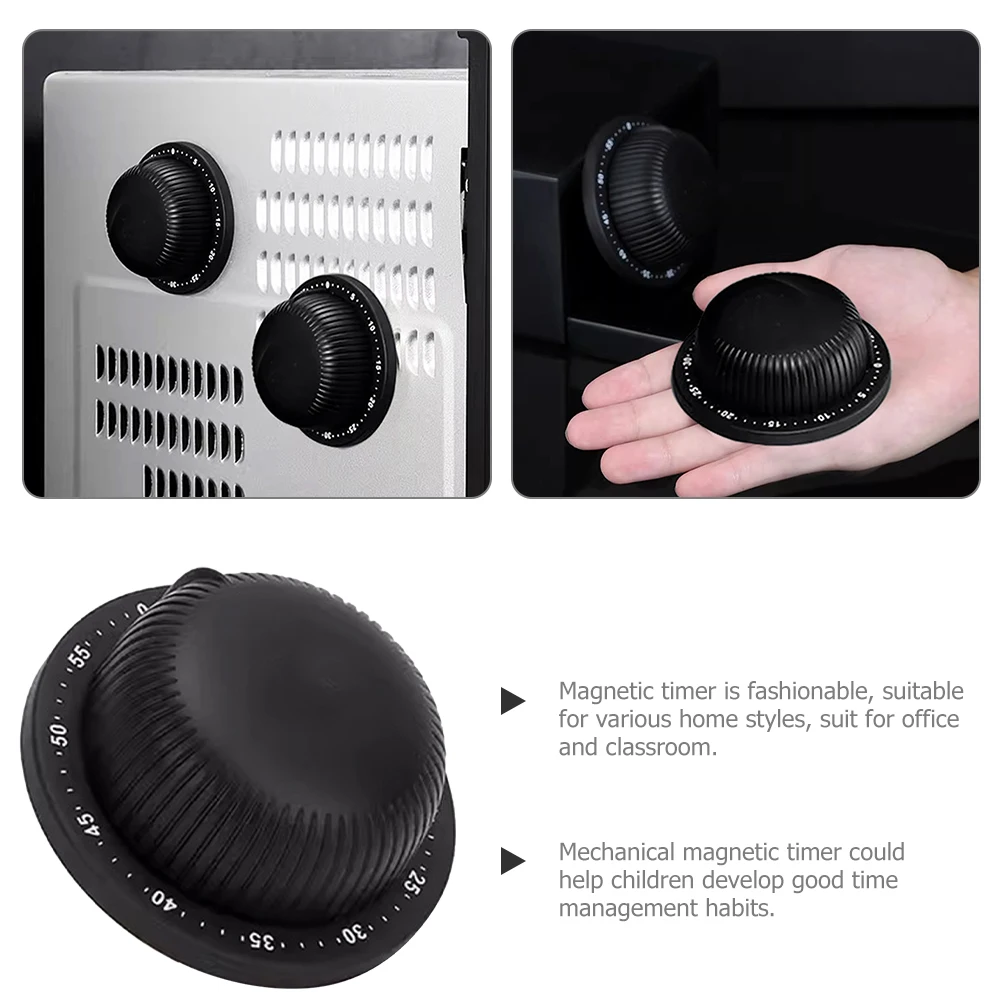 

Magnetic Kitchen Timer Black for Cooking Baking Study Homework Silent Classroom Child Time Management Wear Resistant Accurate