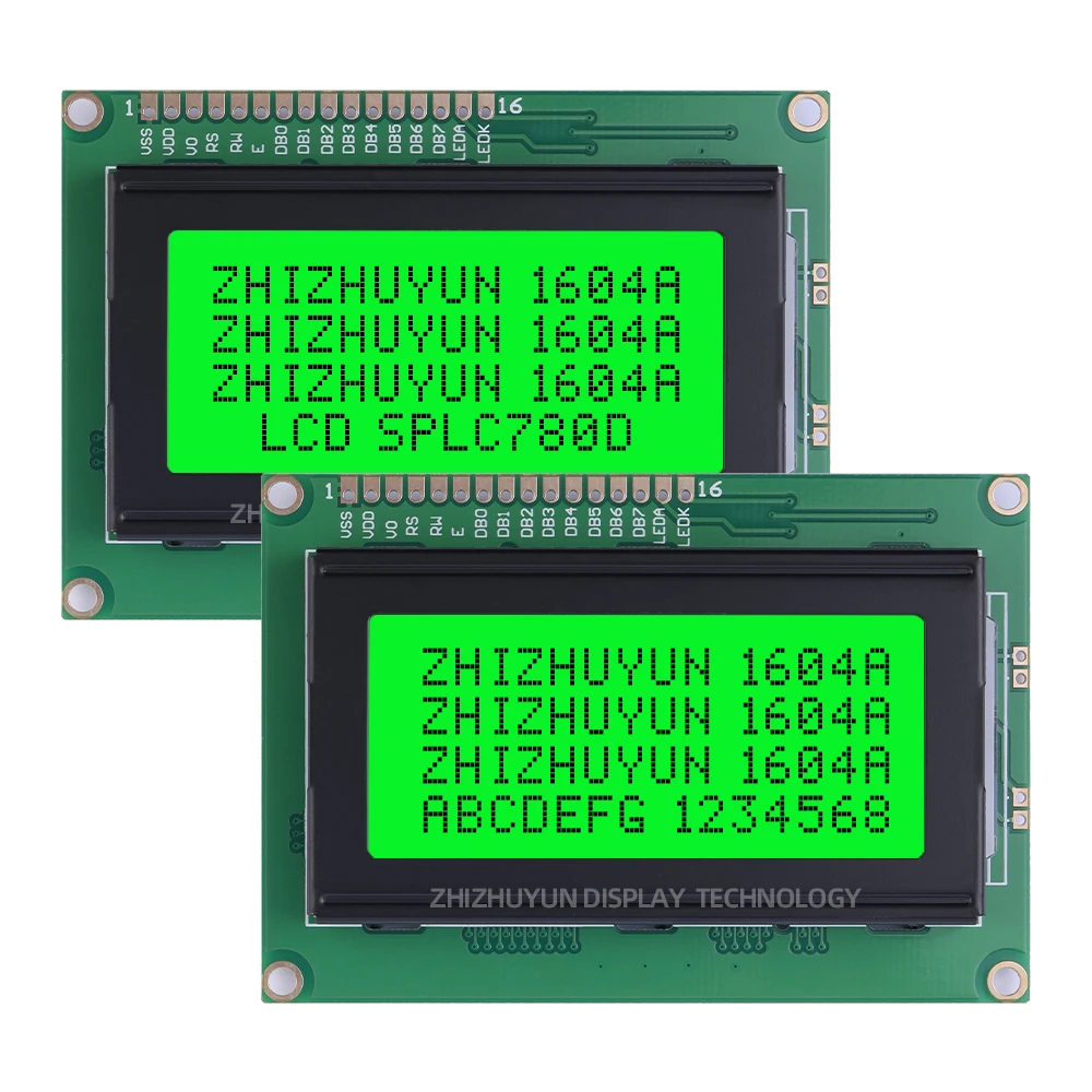 LCD1604A Display Screen Module, Character Controller, filme cinza, preto, 3.6 ", SPLC780D, LCM Module, Fornecimento de fábrica