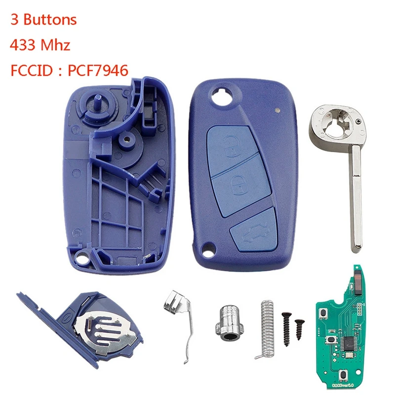 Auto Smart Remote Key 3 Tasten fit für Fiat 433 Panda Idee Punto Stilo MHz PCF7946