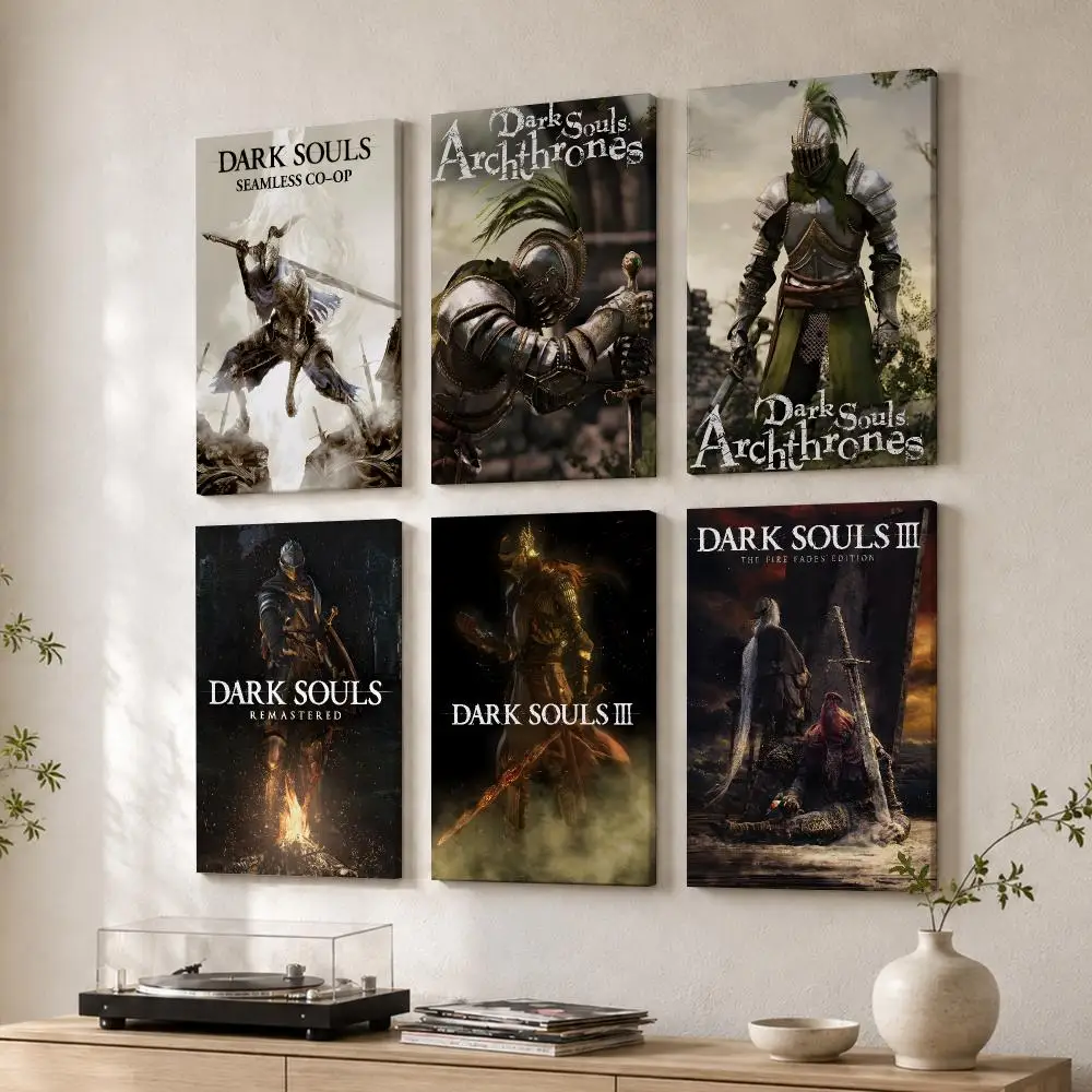 Cool Video Game D-Dark Souls Framed Wall Painting Wood Canvas Poster For Living Room Bedroom Hallway Office Home Decor Gift