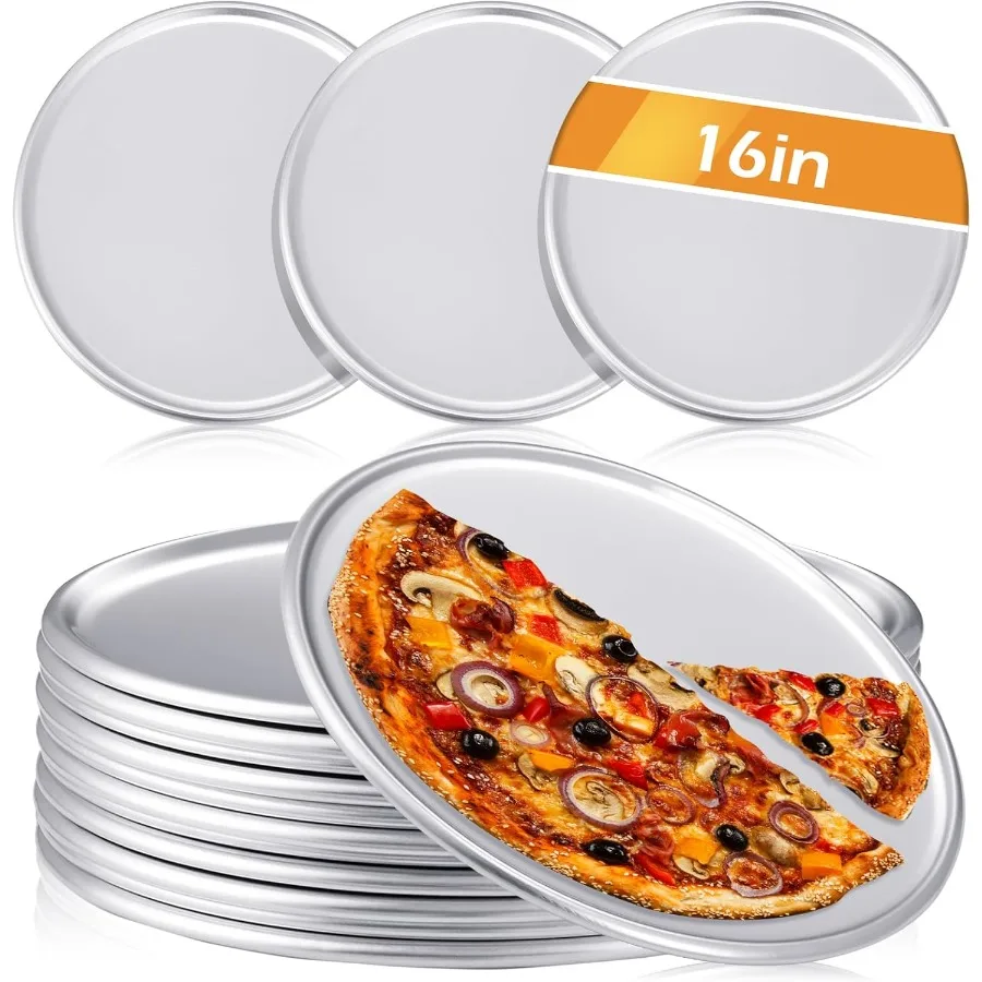 

12-компонентная форма для пиццы, оптовая ресторанная алюминиевая форма для пиццы, набор круглых тарелок для пирога, нержавеющий поднос для торта для духовки, выпечки, домашней кухни