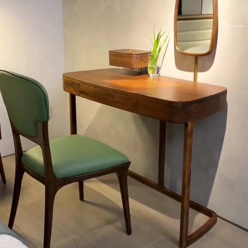 

New Chinese-style North American black walnut dressing table combination, modern simple makeup mirror makeup stool