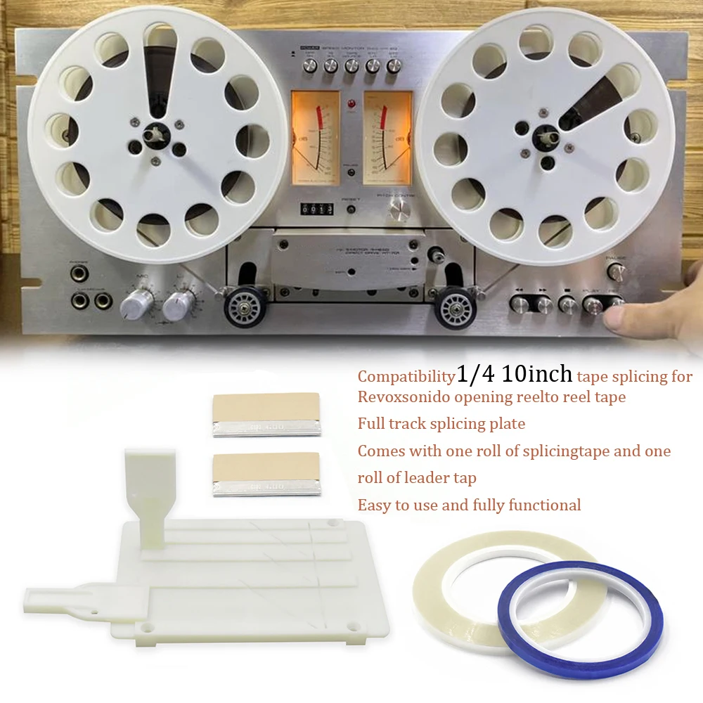 

1/4 10 Inch Tape Splicing Set Open Reel Tape Splicing Block Open Reel Audio Splicing Kit with Tape for Revox - sonido