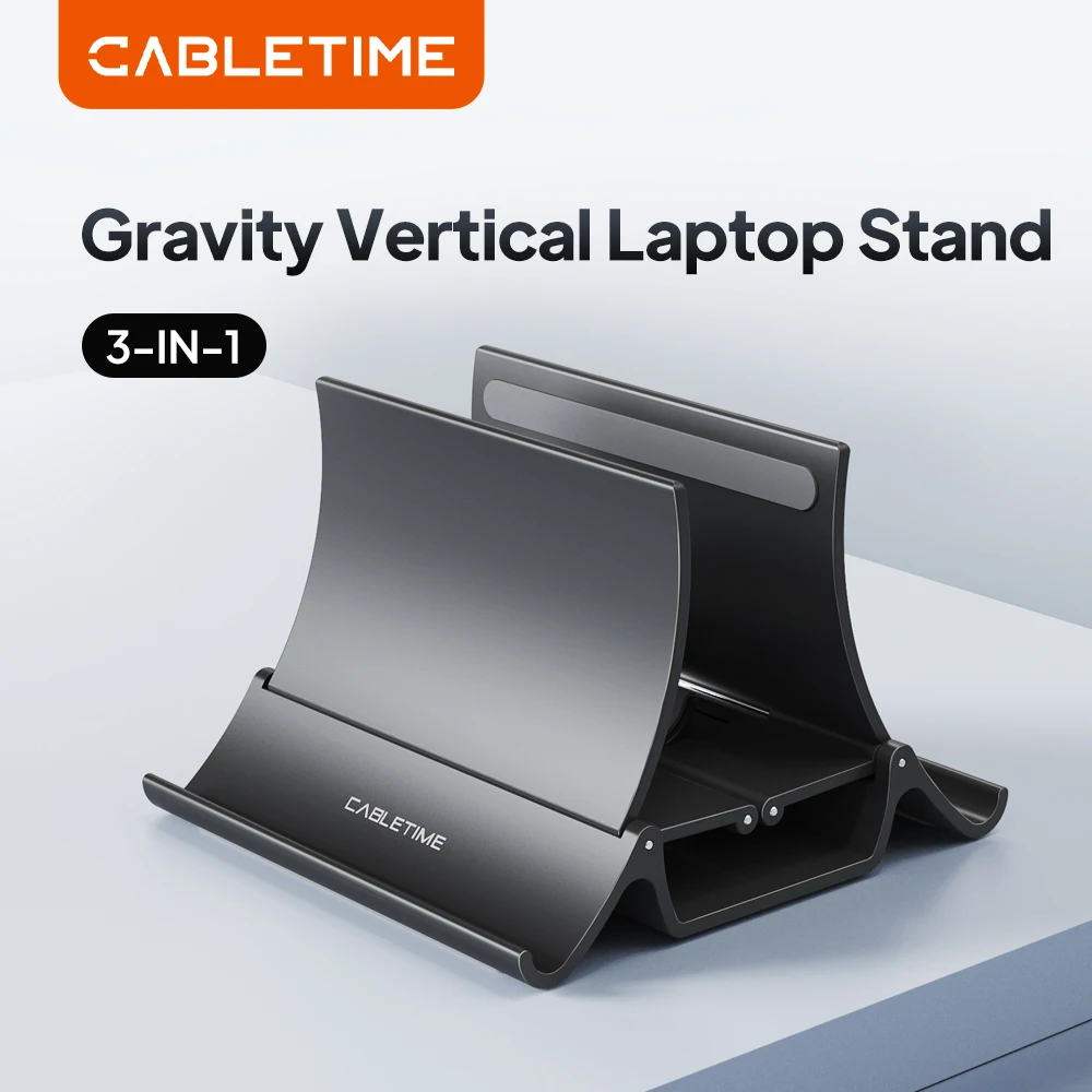 CABLETIME Vertical Laptop Stand Desktop Gravity Holder Notebook Support iPad Tablet Stand For Surface HP Dell MacBook Pro Air