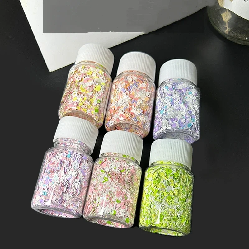 3D Silver Nail Art Glitter Paillette Flakes Pigment Manicure Decoration Macaron Sequins DIY Drip Glue Flow Hemp Fresh Sequins