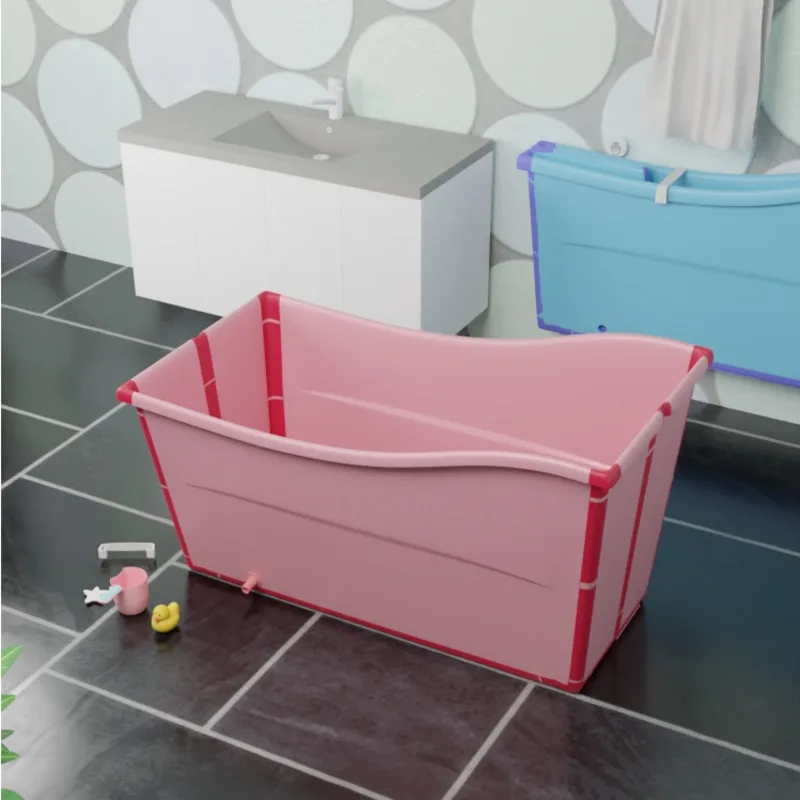 Collapsible Family Size Bathing Tub Spacious All-Ages Soak Basin Sturdy Fold-Down Bathing Solution Convenient Storage