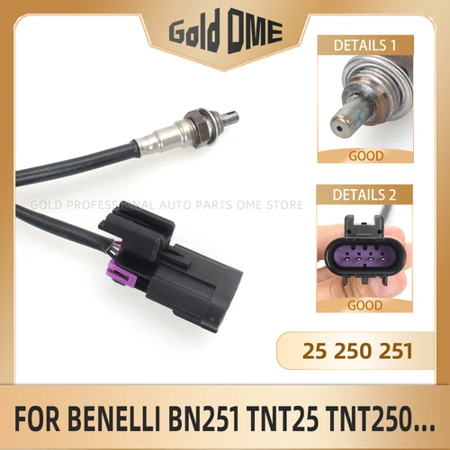 Sensor de oxígeno, sensores de O2 de banda ancha, sonda Lambda de relación aire-combustible para Benelli BN251 TNT25 TNT250 BN TNT 25 250 251, tubo Exhuast