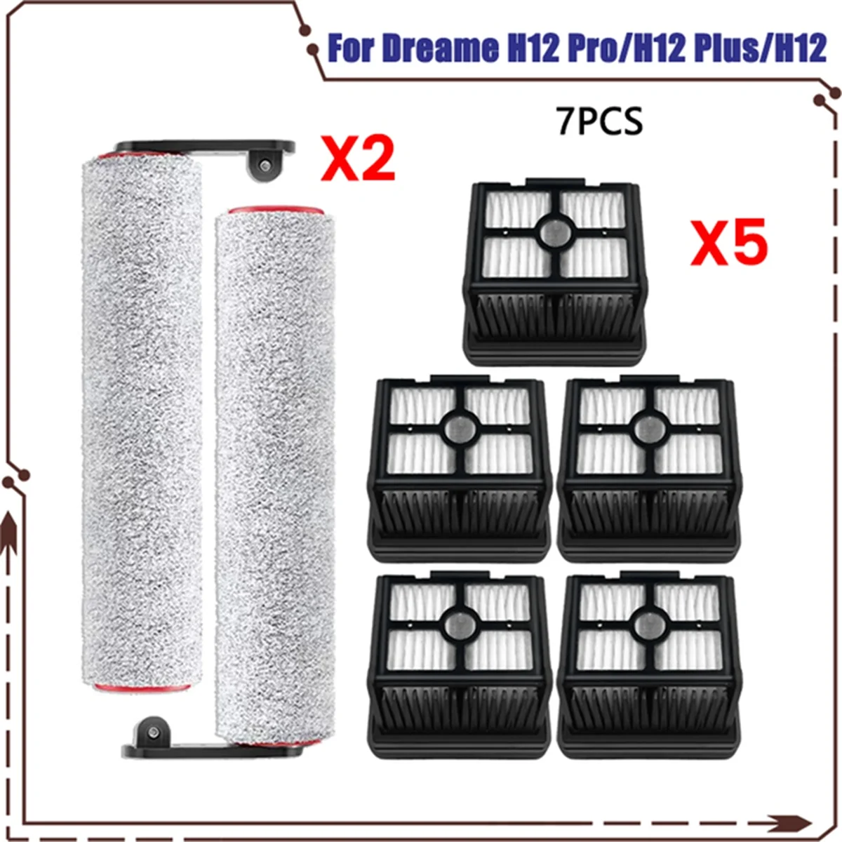 

A76Z для H12 Pro/H12 Plus/H12 Core, мягкая щетка, запасные части, пылесос для влажной и сухой уборки, роликовые фильтры Hepa, аксессуары