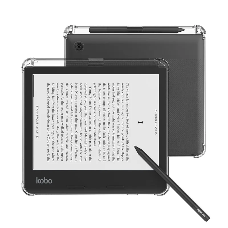 Shockproof TPU Cover For Kobo Sage 8.0 Soft Transparent Protective Skin Case With Pen Slot