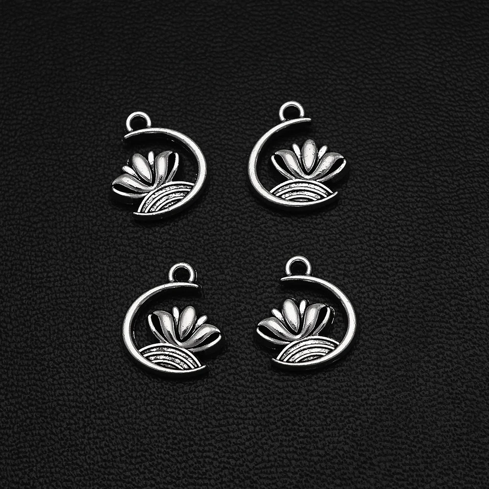 30 قطعة/الوحدة-13x11 مللي متر العتيقة الفضة مطلي لوتس زهرة Charms قلادة Diy بها بنفسك صنع المجوهرات العثور على لوازم اكسسوارات