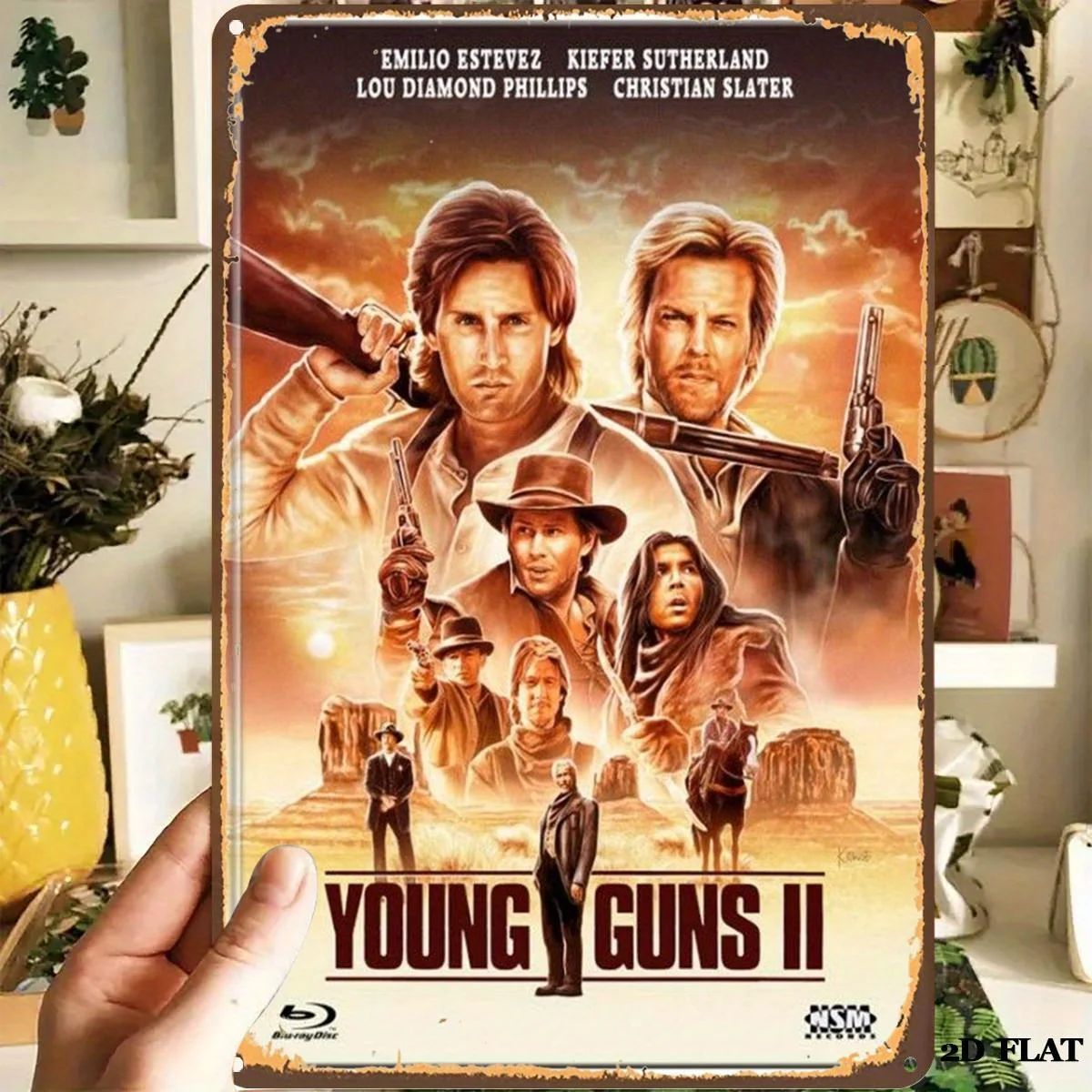 Young Guns II: The Western Adventure Blu-ray Edition Metal Tin Sign  - Durable Rustic Metal Wall Art for Man Cave, Garage, Bar,