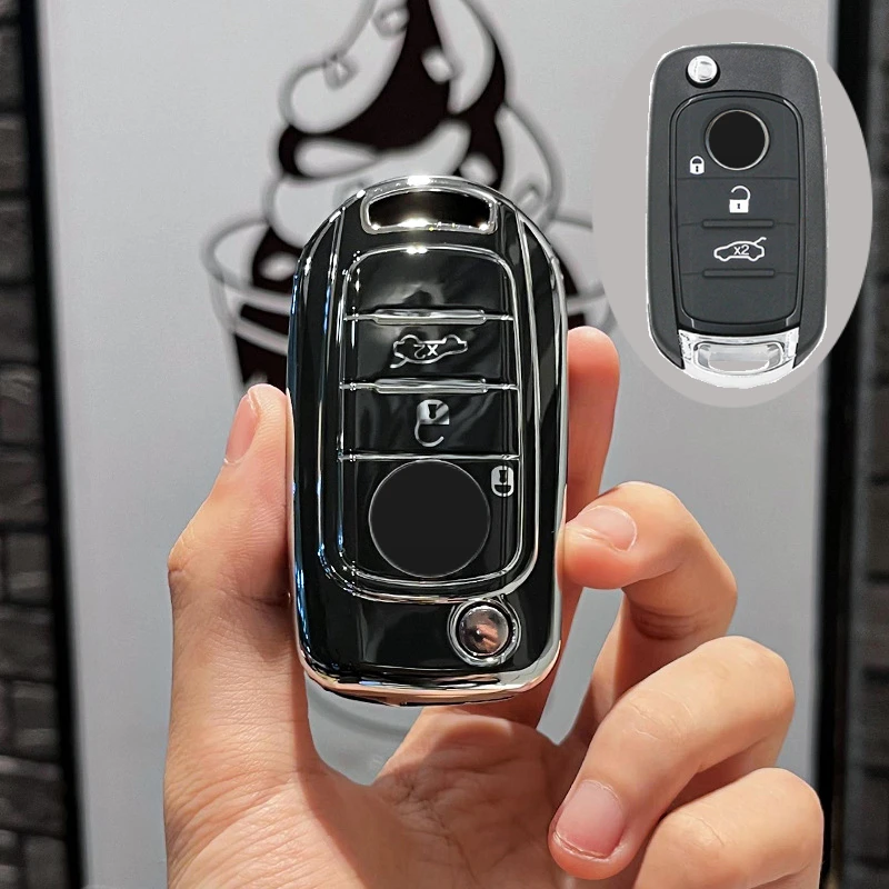 

3-кнопочный мягкий чехол для ключей из ТПУ для Fiat Cronos Egea 500X Toro Tipo для Dodge Neon Keyless Fob Shell Skin Holder Protector