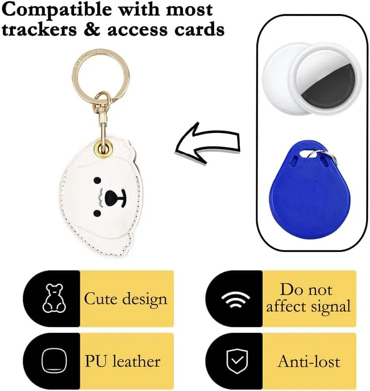 Schutzhülle für AirTag Tracker mit Schlüsselanhänger, Anti-Verlust- und Kratzfestigkeitsschlüsselanhänger-Abdeckung aus veganem Leder – Detail 2
