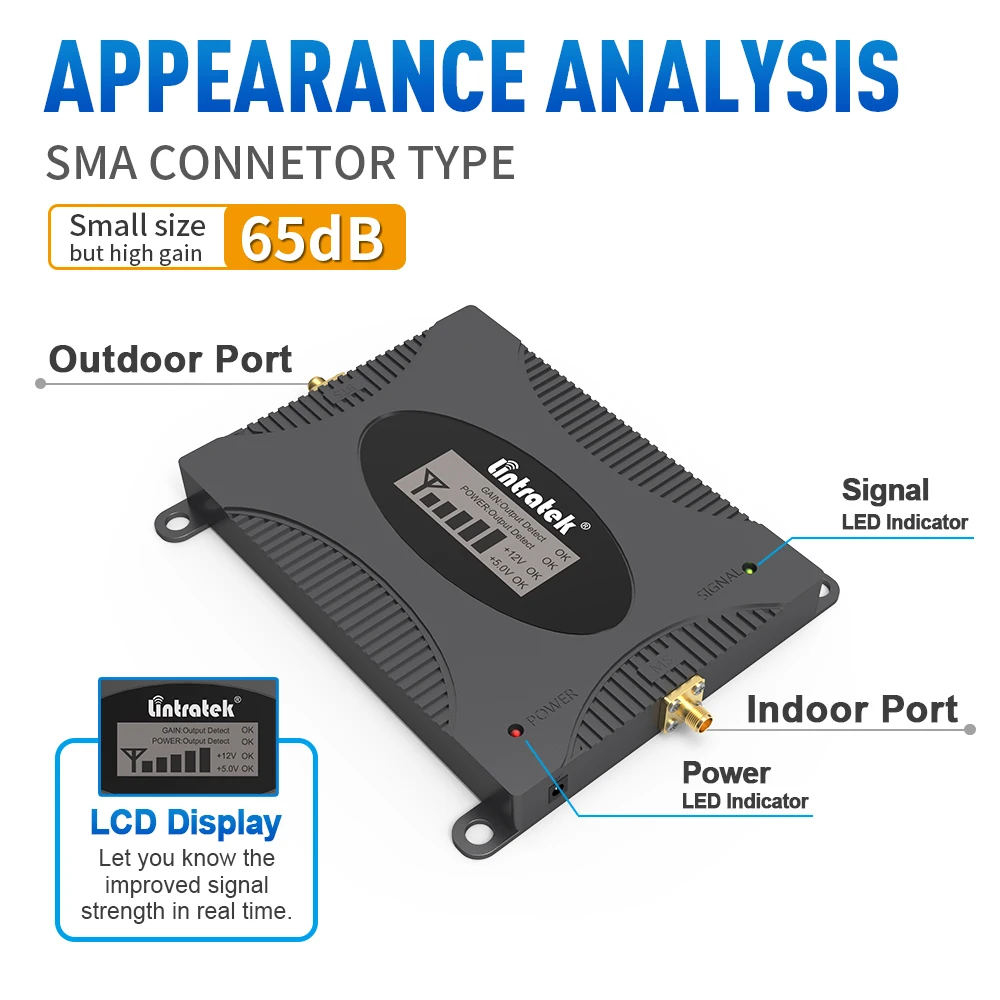 Lintratek 850MHz Band 5 Mobile Phone Signal Amplifier 2G 3G 4G 1800 Cellular and Internet Booster CDMA Brazil Low taxes Repeater