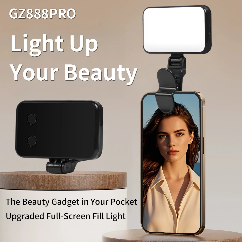 

LED Portable Clip-on Selfie Light; Video Conference Lighting, 3 Lighting Modes, Suitable for iPhone Samsung Xiaomi Camera Laptop