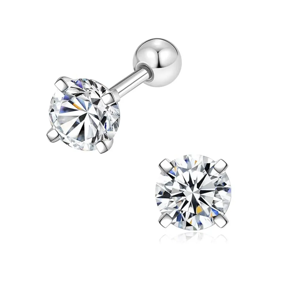 0.2-0.5ct Moissanite Screw Stud Earring D Color 925 Sterling Silver Sparkle Earrings For Women Men Wedding Jewelry Pendientes