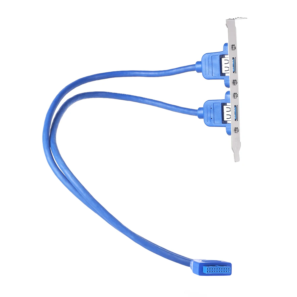 50cm PC Mainboard 20 pin to Dual USB3.0 Baffle Adapter Cable Motherboard 2 USB 3.0 Rear Panel Bracket Extension Cable 5Gbps