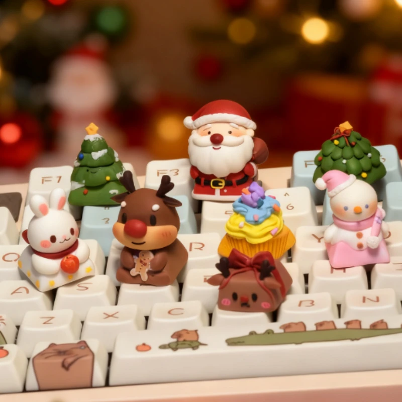 

Christmas Custom Keycaps Artisan Clay Christmas Tree Design Mechanical Keyboard Keycaps Resin Unique Festive Ideal for Holiday