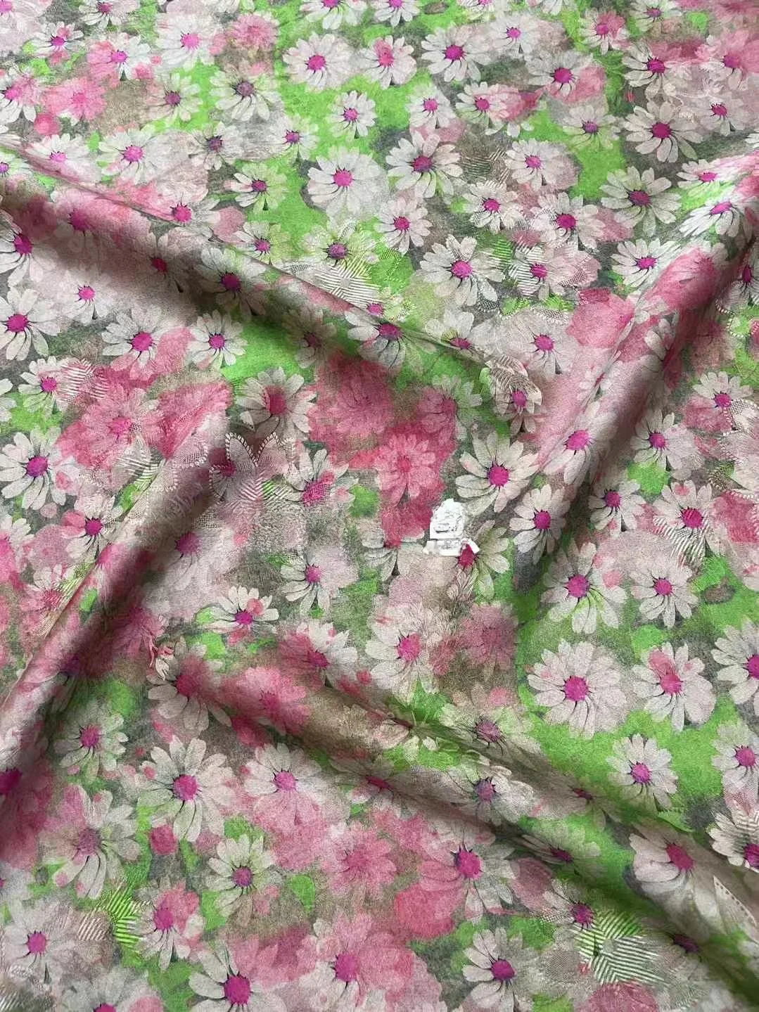 

Red Cloud Silk Fabric 100% Silk 25 Mum Dress Material with Perforated Daisy Design for DIY Clothing Handcraft