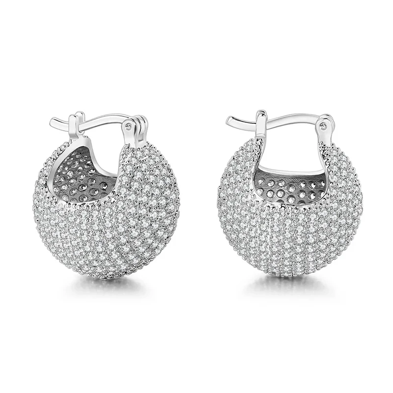 Huitan Luxury Fully Inlaid Zirconia Drop Earrings High-quality Shining Accessories for Engagement Elegant Temperament Jewelry