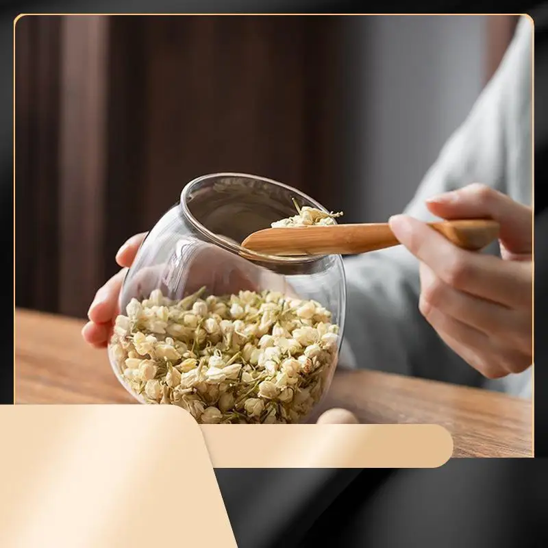 

X40A_XA-3PCS Glass Grain Storage Jar Food Container Tea Candy Kitchen Storage Bottle Jar