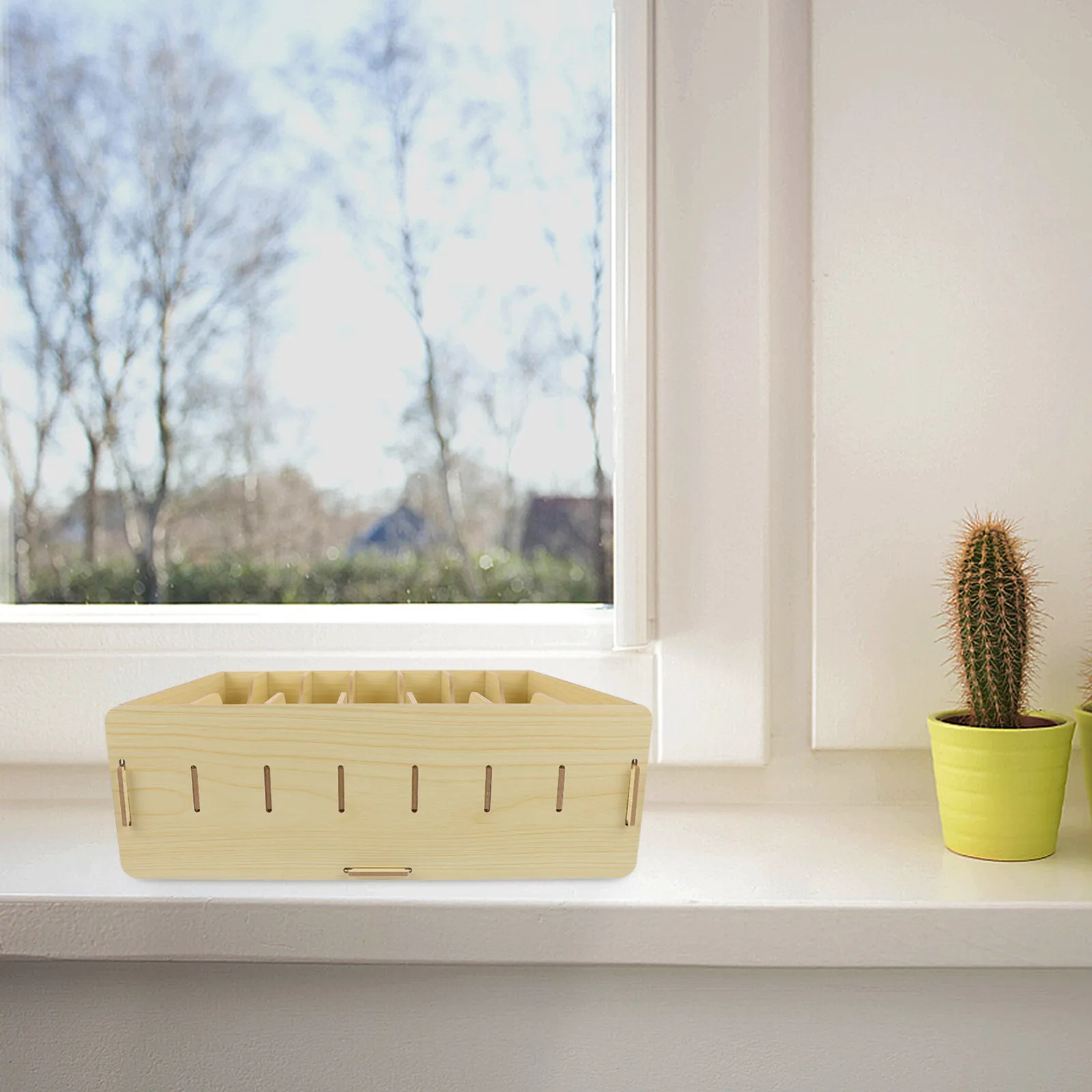 Premium Wood Desktop Storage Box Rectangular Open Design Multifunctional Organizer for Office Home School Stationery Succulent