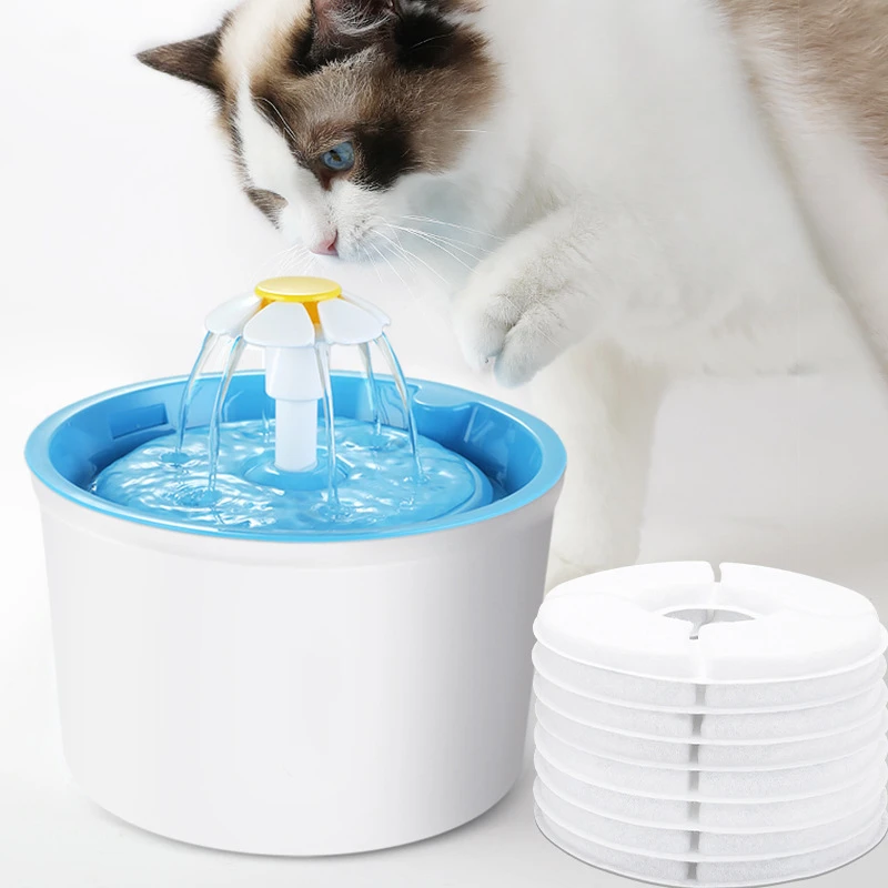 

Automatic Pet Cat Water Fountain with 5 Pack Filters 1.6L USB Dogs Cats Mute Drinker Feeder Bowl Drinking Dispenser