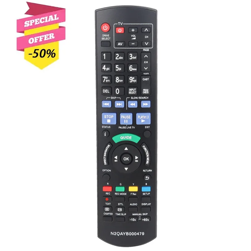 N2QAYB000479 New Remote Control Compatible with Panasonic DVD Recorder DMR-XW380 DMR-XW385 DMR-XW390 DMR-XW480 DMR-XW380GL