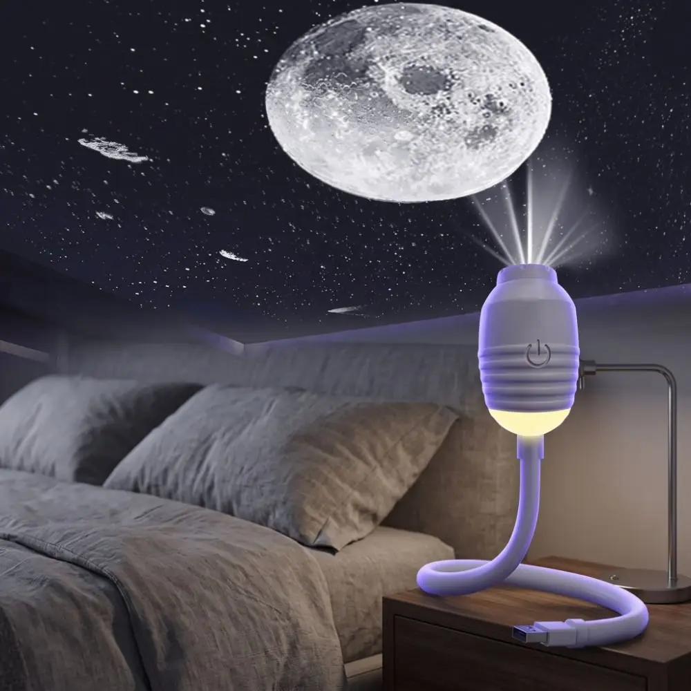 360° Rotating Galaxy Projector Stepless dimming USB Powered Star Projector HD Holographic Creative Night Light Projector Bedroom