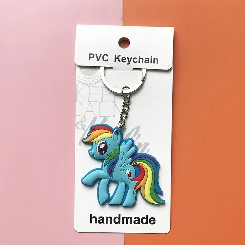 Hasbro Little Pony Unicorn Rainbow Dash Anime Figure Cartoon Keychain Small Schoolbag Pendant Toy for Girl Collection Decoration