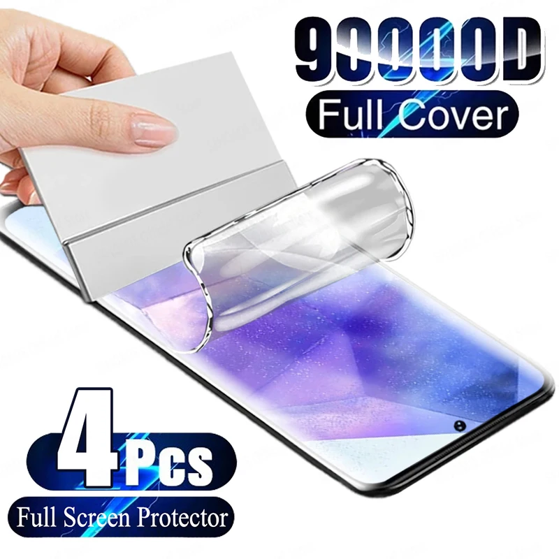 4PCS Hydrogel Film Full Cover For Samsung Galaxy A55 A54 A50 A51 A52 A53 A70 A71 A72 A73 A12 A21S A33 A20 A40 Screen Protector