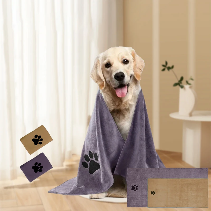 

35*75Cm/50*100Cm/70*140Cm Microfiber Pet Bath Towel Embroidered Super Soft Absorbent Cleaning Cat Dogs Towels Grooming Supplies