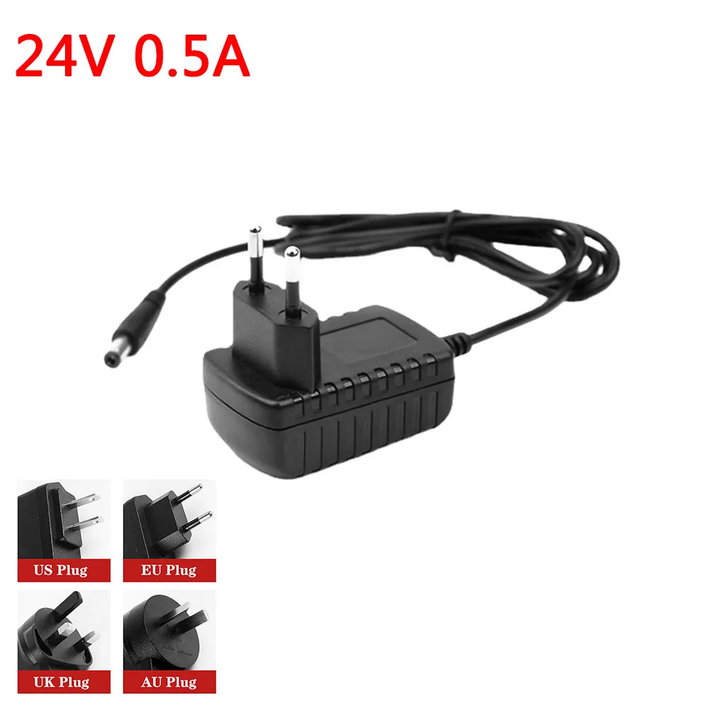 1 szt. 24 v500ma nowy zasilacz 100V-240V Adapter DC 24V 0.5A 500mA zasilacz ue wtyczka DC 5.5mm X 2.1mm -2.5mm