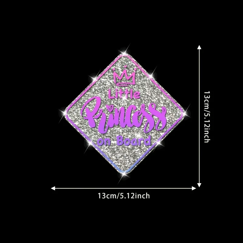 Princess On Board Pink Car Sticker, Funny Vinyl Decal Waterproof Keep Distance Car Decor