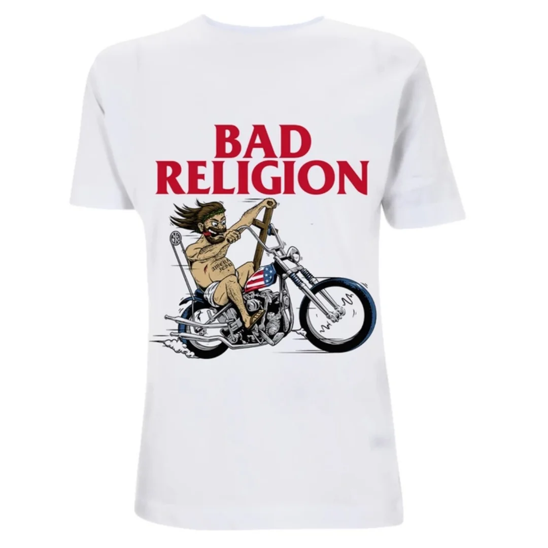 Bad Religion - American Jesus Pattern Printed T-shirt  Hardcore Punk Style Band T-shirt for Daily and Concert Wear