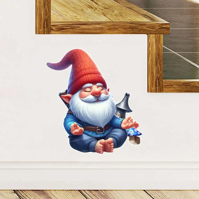 Funny Christmas Gnomes Wall Sticker Art Mural Living Room Bedroom Decor Cabinet  Refrigerator Home Decor Decals M1011