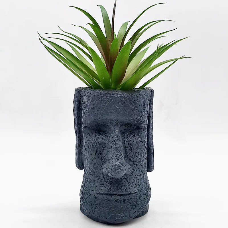 Easter Island Stone Vase Silicone Mold for Resin Concrete Production Model DIY Pen Holder Mold Home Decoration Tool