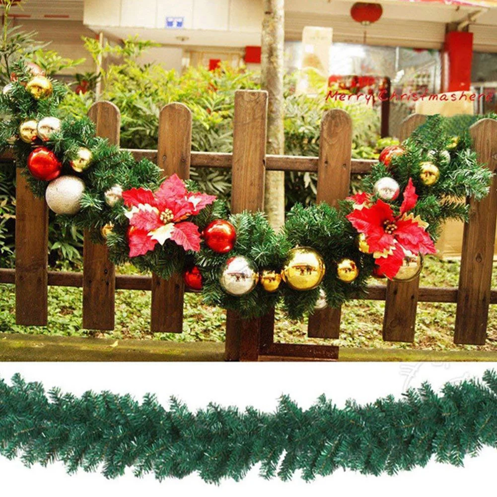 2.7m Christmas Rattan Garland Decorative Christmas Garland Artificial Xmas Tree Rattan Banner Hanging Decoration Party Wreath