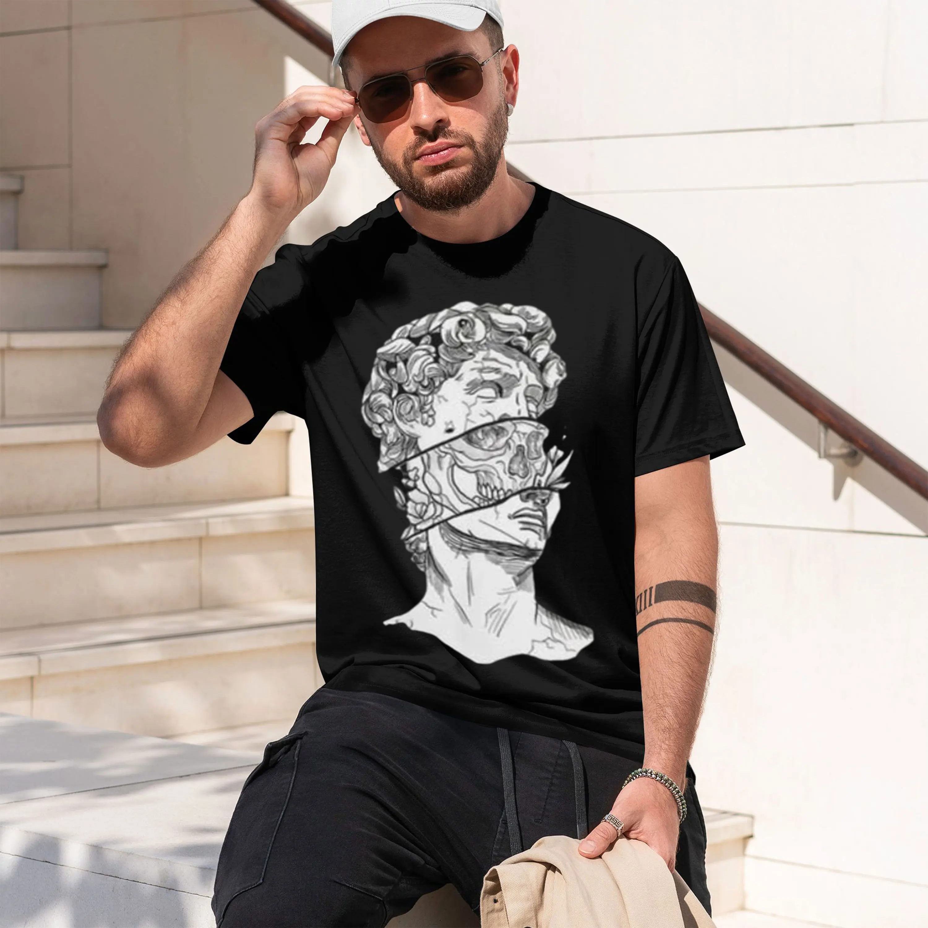 Mhelangelo's Skull T-Shirt Men's and Women's Sizes Graph T Shirts Vintage Tee Regular Short Sve 2026 New Model Short-sleeve crew