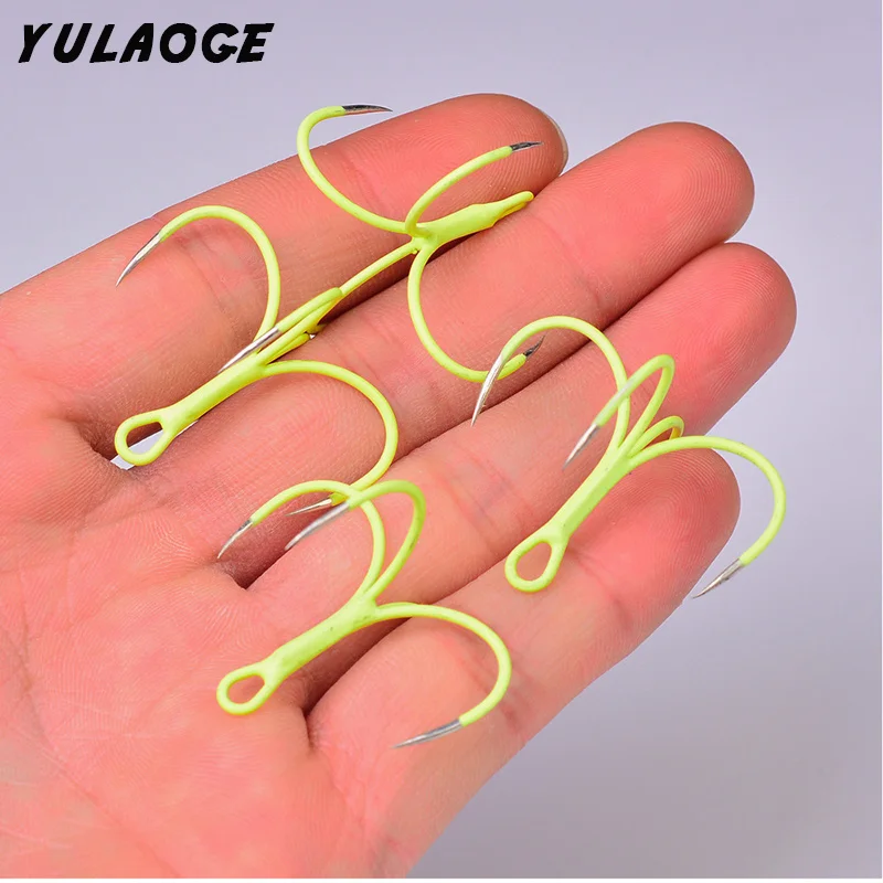 10PCS/box Sea fishing luminous four hook iron plate hook four anchor claw hook fork hook Squid fishing full fishing hook