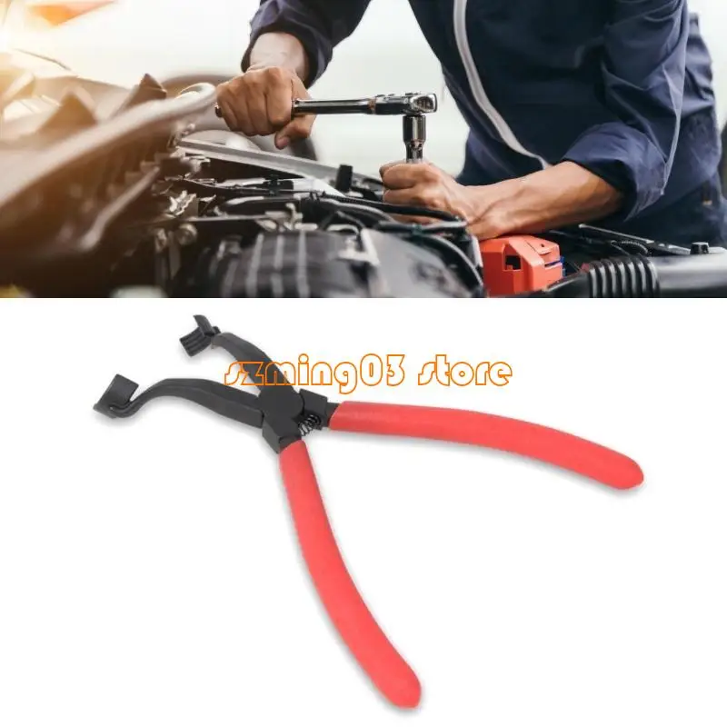 

H9EC Compact Portable Drum Brake Hold Down Spring Pliers with Curved Neck Designs for Easy Access Removal and Installation