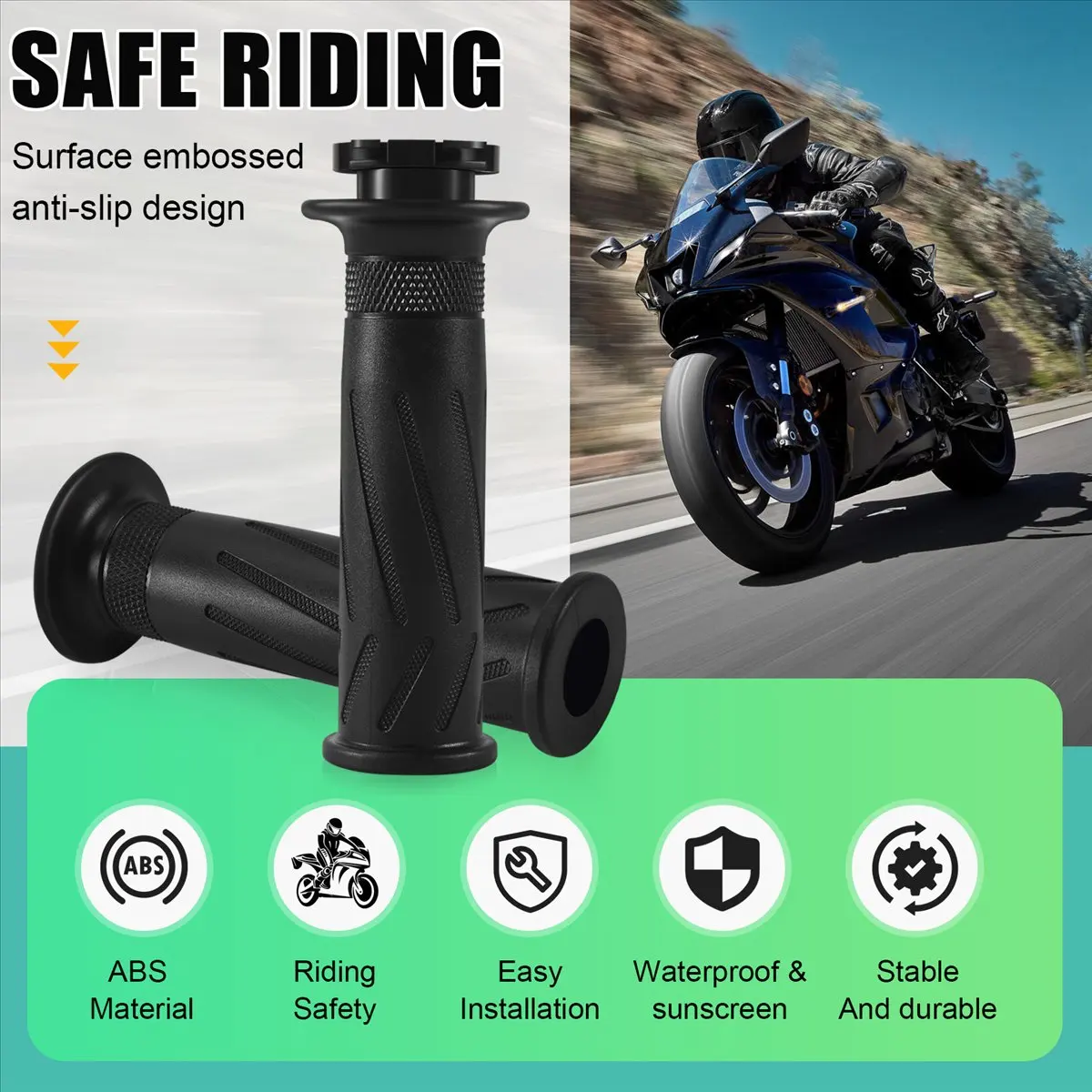 #38R (black)Motorcycle Handlebar Grip for YAMAHA YZF R1 R6 FZ6 FZ1 FZ8 XJ6 MT09,Automotive Parts & Accessories