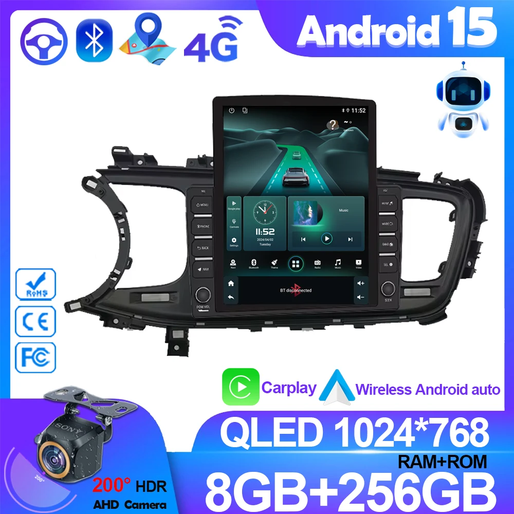 9.7 بوصة ستيريو تلقائي Android15 لكيا أوبتيما K5 LHD 2013-2015 راديو السيارة الوسائط المتعددة مشغل فيديو شاشة تعمل باللمس الملاحة GPS WIFI