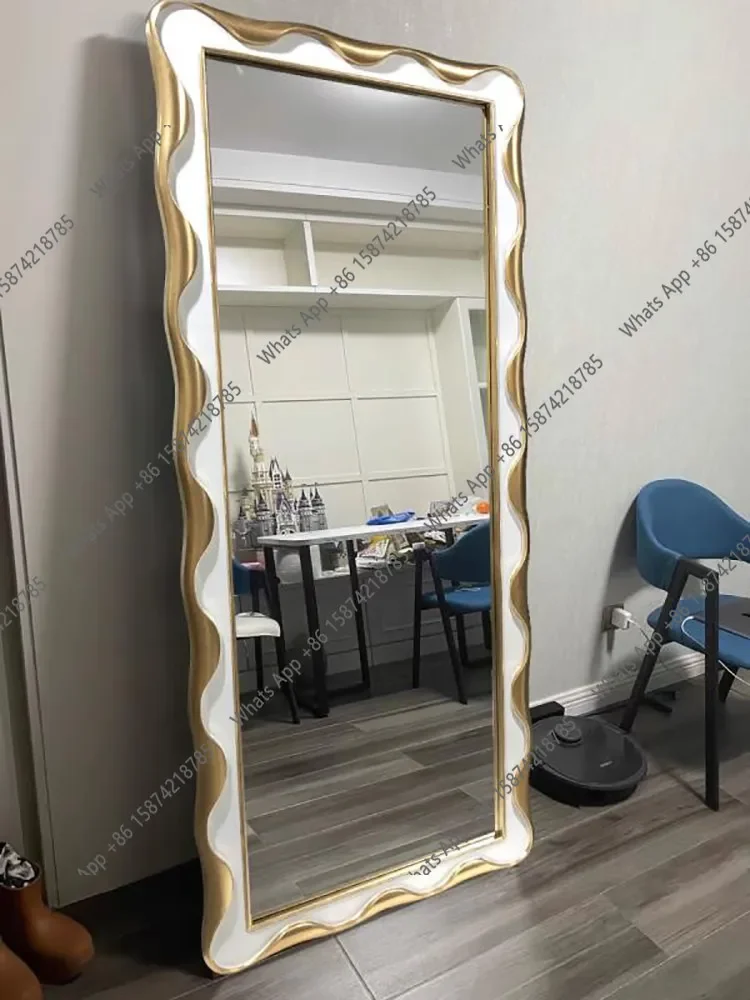 Nordic retro full-length mirror clothing store fitting mirror landmark American floor-to-ceiling mirror special-shaped engraving