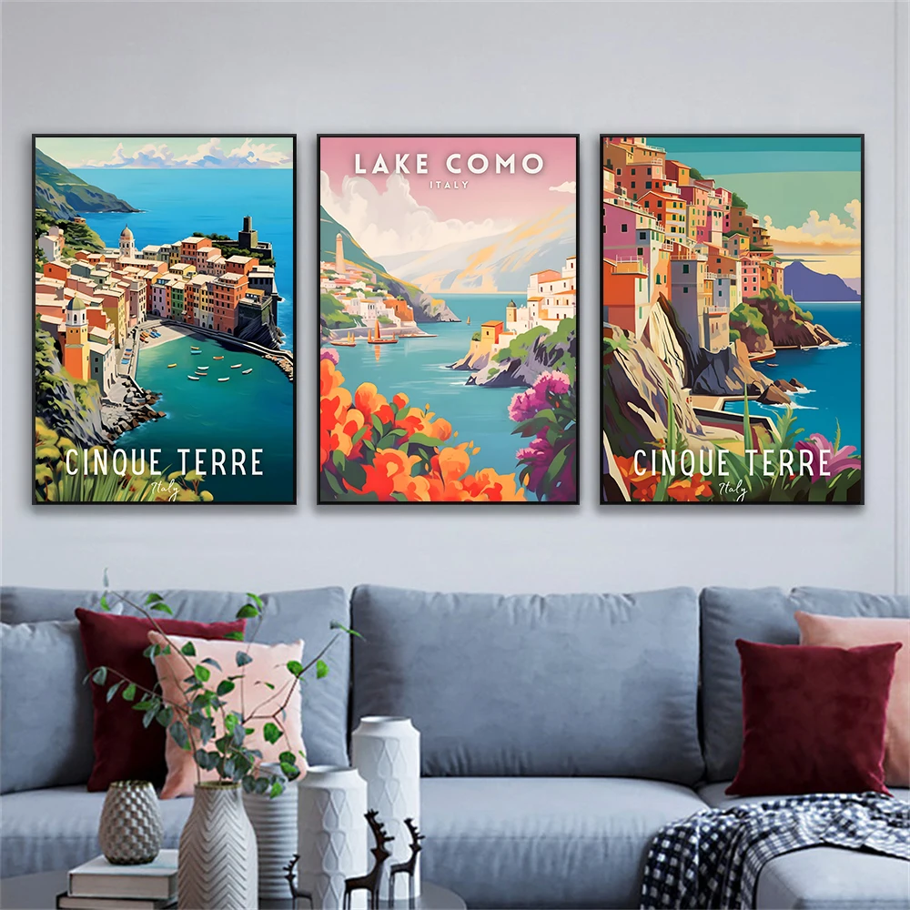 다채로운 이탈리아 여행 장면 아트 포스터 Cinque  - Home Decor Canada 리뷰 및 가격