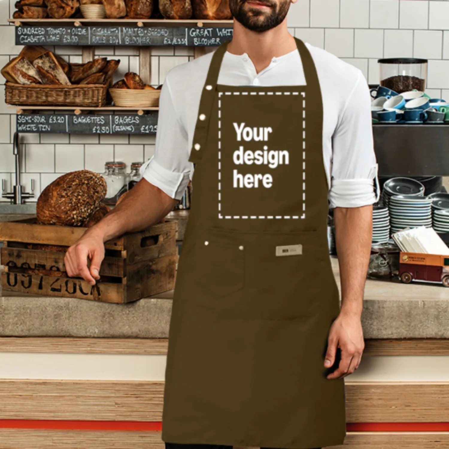 Custom Hand-Designed Waterproof Apron with Pockets | Personalized Kitchen Chef Apron