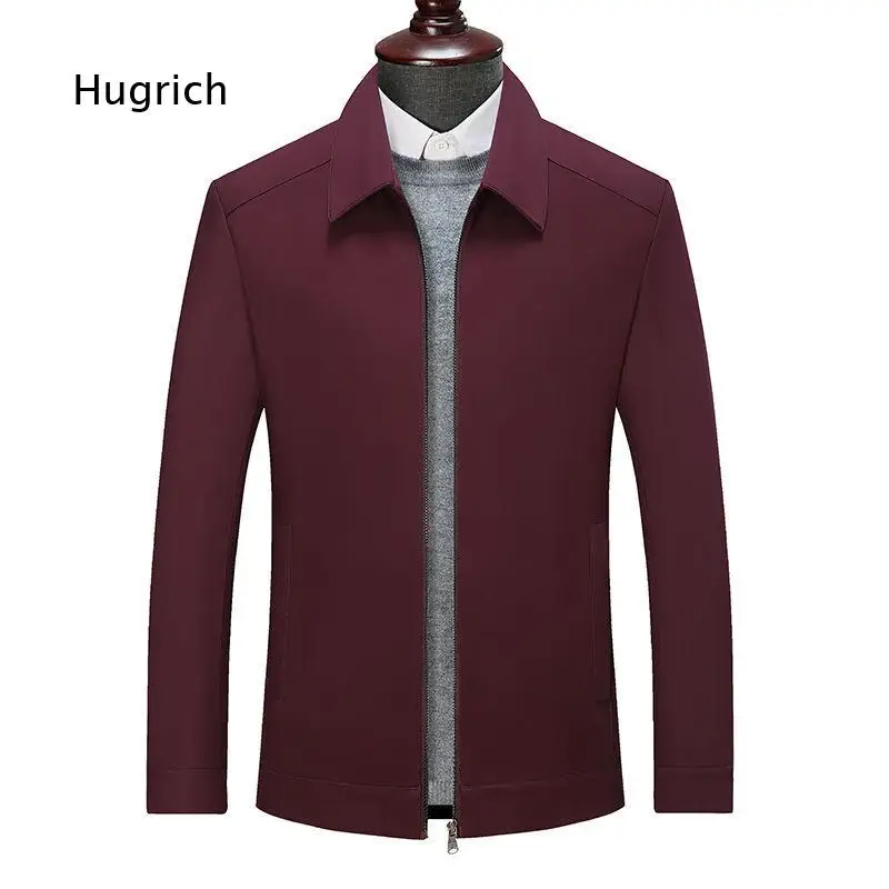 Men Turn Down Collar Casual Jacket Thin Lightweight Outerwear For Middle Aged Elderly Fathers Suitable For Spring Autumn Daily H