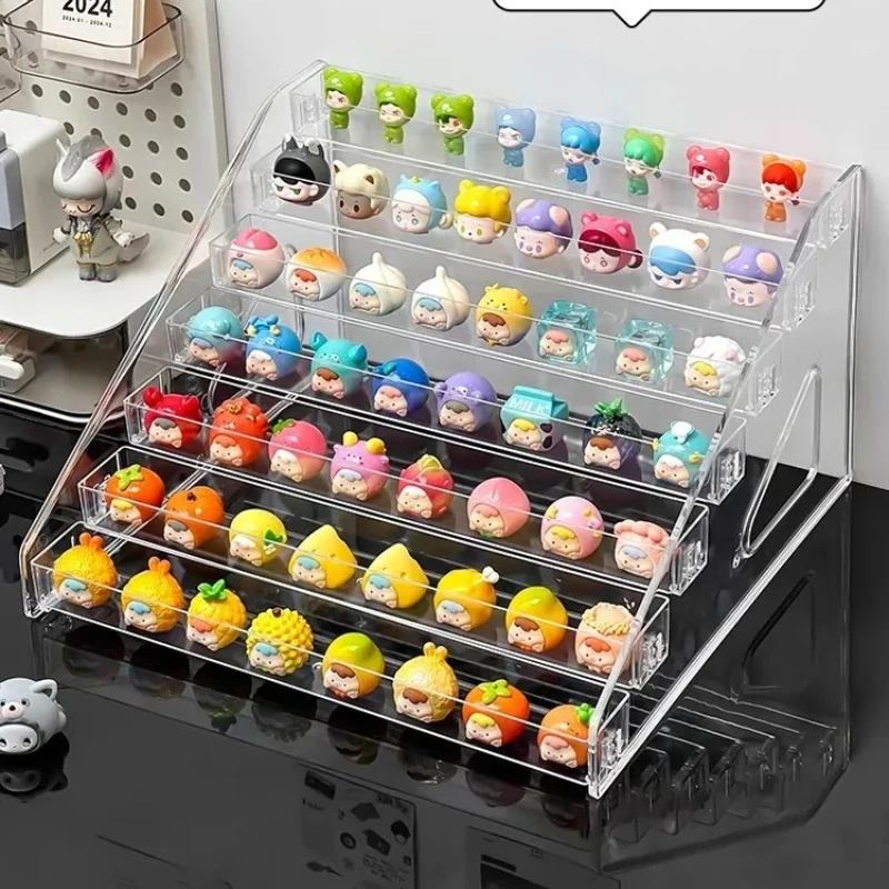 7 Layer Large Capaci Acrylic Multi-layer Display Stand Doll Ornaments Ladder Style Desktop Mini Figurine Storage Rack Home Decor